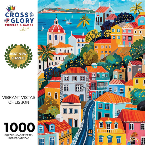 Vibrant Vistas of Lisbon, 1000 Piece Jigsaw Puzzle, Eco-Friendly Lisbon Cityscape, Bright and Colorful