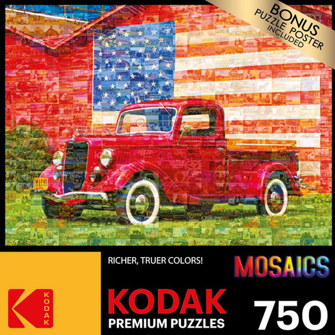 RoseArt - Kodak Premium Mosaics - 750 Piece Jigsaw Puzzle for Adults - American Pickup Truck
