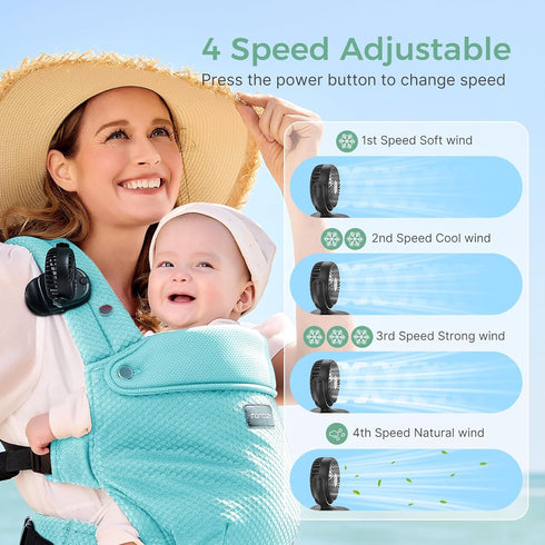 Momcozy 4-Speed 0.26lb 4.5mm Backpack/Table/Chair Portable Stroller Fan with Clip | Mini-Fan for Carrier | Personal