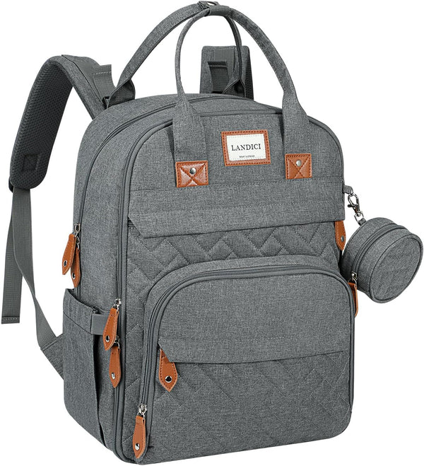 LANDICI Diaper Bag Backpack, Multifunction Baby Diaper Bags with Changing Pad, Stroller