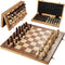 Magnetic Chess Board Set for Adults & Kids, 15" Wooden Folding Chess Game with Pieces Storage Slots
