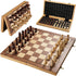 Magnetic Chess Board Set for Adults & Kids, 15" Wooden Folding Chess Game with Pieces Storage Slots