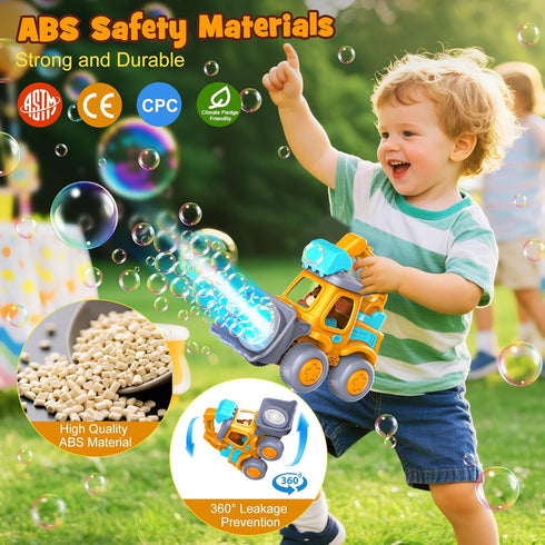 Nicmore 3 4 5 6 Automatic Bubble Machine Toys for Toddlers: Portable Construction Truck Bubble Maker Blower Toys