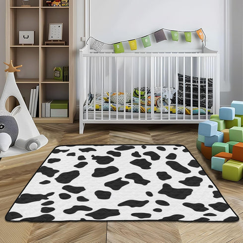 KLUVIO 50" 50" Cow Print Baby Play Mat X Thicken Cushioned Baby Mats for Floor, Non-Slip & Washable Kids Play Mat