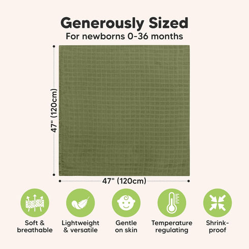 4-Pack Muslin Swaddle Blankets for Boys, Girls - Organic Baby Swaddles for Newborns, Soft & Breathable Receiving Baby