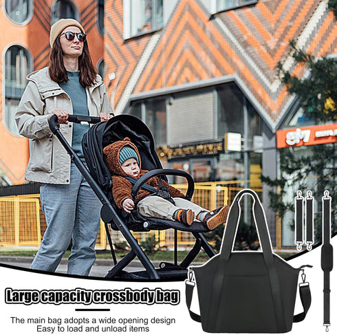 Generic Stroller Diaper Bag - Waterproof Supplies Storage, Mom Bag Milk Bottle Holder, Large Capacity Tote | Wet Wipes