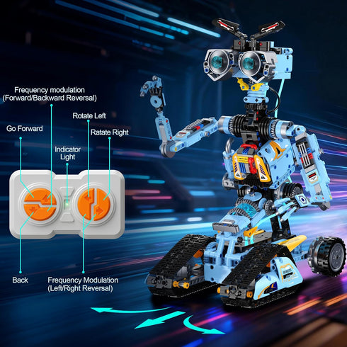 zinat 4-in-1 6-14 824Pcs STEM Robot Building Kit with Remote Control, Multiple Robot Designs, Educational DIY Blocks