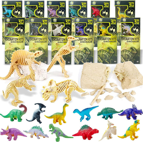 12 Pack: Dinosaur Excavation Kits for Kids, Dino Dig Kits, 3D Dig
