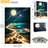 Jazcimdo 1000 1000 1000 Moonlight Jigsaw Puzzles for Adults Pieces, Sparkling Beach Nature Landscape Piece Puzzle