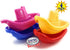 (11") Set 4 Pack Matty's Toy Stop Plastic Nesting/Stacking Tug Boats Red, Blue, Pink & Yellow Gift Bundle, Perfect