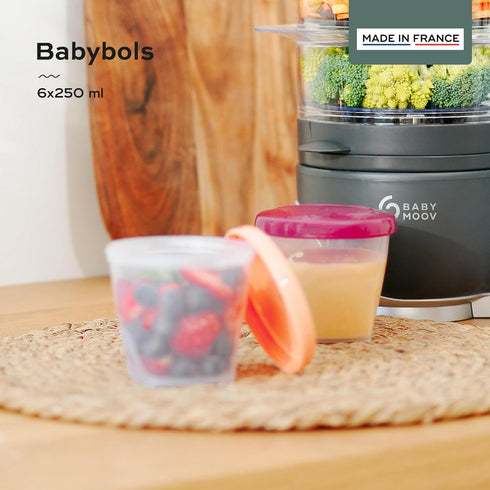 Set 6 (8oz Babymoov Baby Food Jars, of Each) Storage Containers, BPA-Free Leakproof Silicone Lids, Microwave, Freezer
