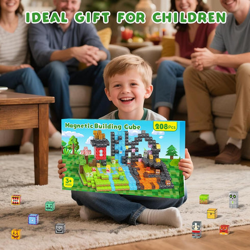208 Set 3+, 3 4 5 6 7 8 9 10 11 12+ Axirata PCS Magn-etic Building Blocks, Magn-etic Block Building Cubes for Kids