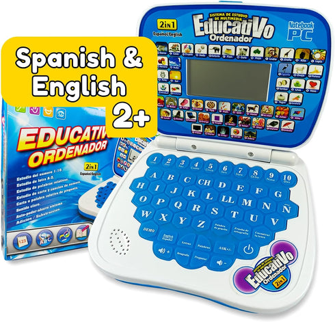 ZEENKIND Spanish & English Small Talking Laptop Toy for Kids 2-4 Years Old, Learn Spanish Alphabet Numbers Words