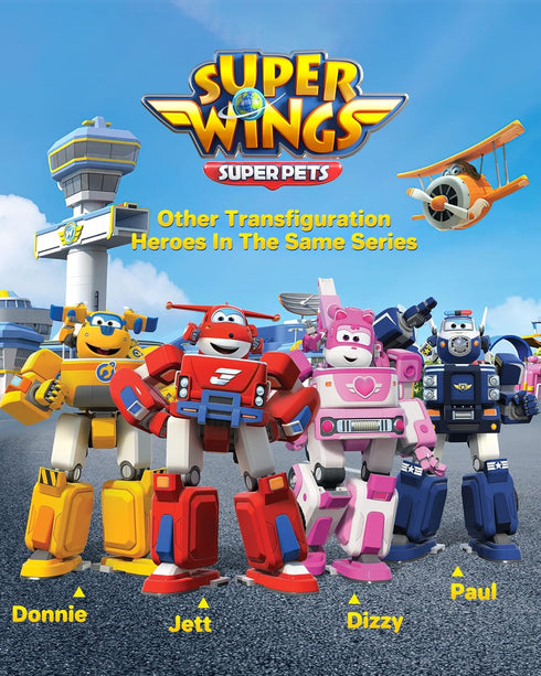 Super Wings 7" Paul's Police Cruiser with 2" Transform-a-Bot Paul Mini Figure, Fun Preschool Toy Plane