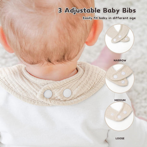 8 Pack Susurration Muslin Baby Bibs Bandana Drool Bibs, Soft Square Adjustable Baby Drooling Bibs for Unisex Girls