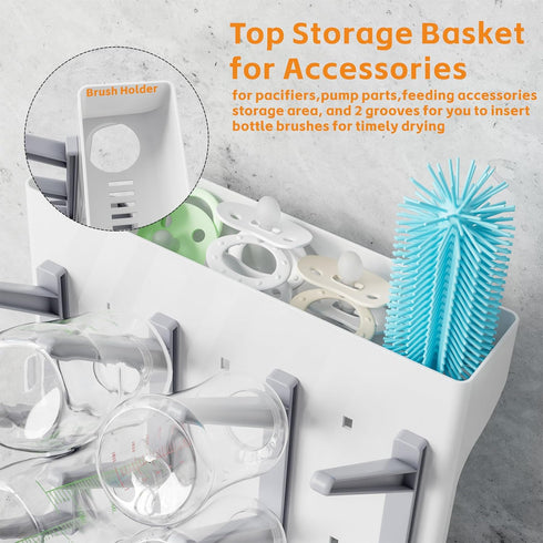Countertop SuoXing Vertical Baby Bottle Drying Rack,Space Saving Baby Drying Rack for Bottles,Large Baby Bottle Station