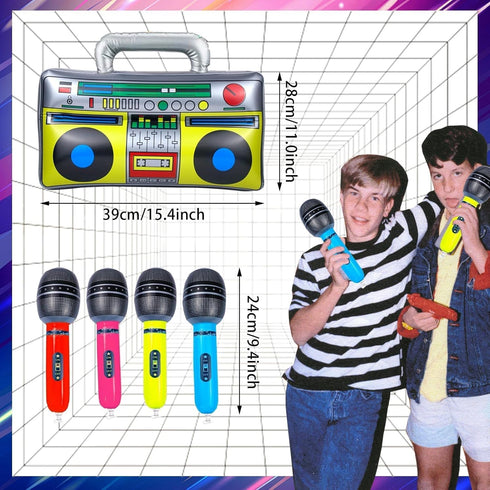 Naturahand 10pcs Set Inflatable Instruments Party Props Rock Star Toy Inflatable Saxophone Bass Rock Microphone Rock
