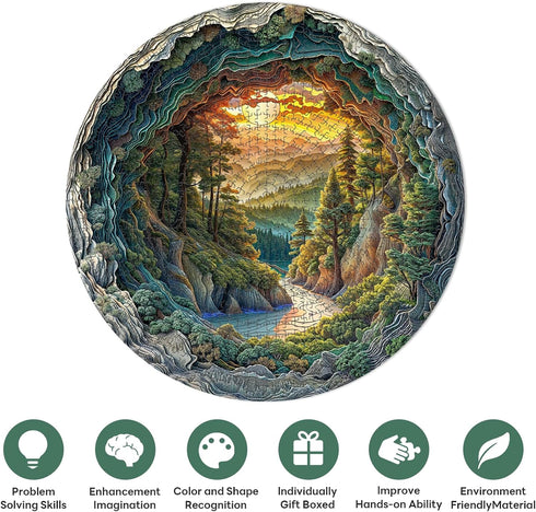 1000 3D 26.6 26.6in 1000 Piece Puzzle for Adults, Visual Cave Forest Jigsaw Puzzles for Adult, x Pieces Flat Puzzle
