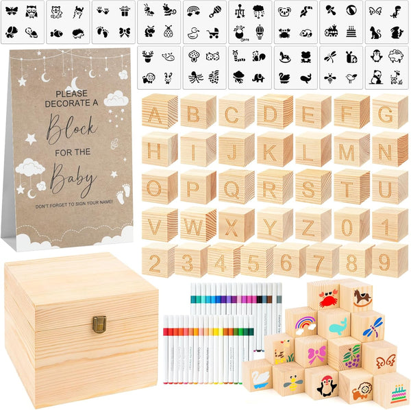 Draupnir 153 Pcs Fun Baby Shower Games Sign Kit Babies Coloring Blocks