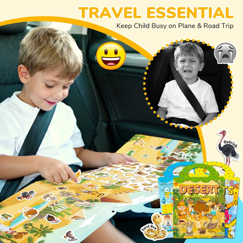 6 Sets 1-3, 2-4, 3 4 5 6 Reusable Sticker Book for Toddlers Jelly Stickers Book for Kids Travel Sticker Activity Toys