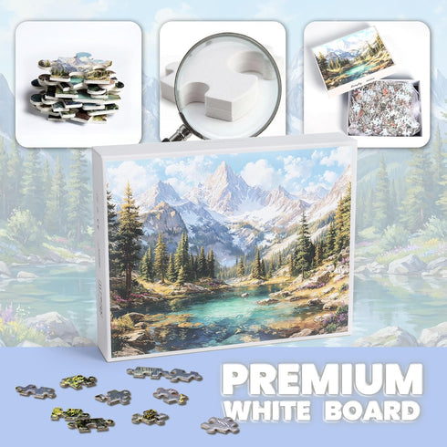 1000 1000 1:1 Puzzles for Adults Pieces, National Park Nature Snow Mountain Lake Forest, Piece Puzzle for Adults