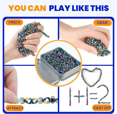 550 Magnetic Balls Over PCS Mini Rainbow Magnetic Putty, with Smooth Magnetic Beads, Fidget Toys for Adult, Weak