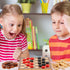48 Pieces Wooden Checkers, 1.06 Inch Stackable Ridge Pieces with Drawstring Storage Pouch, Red Black Dark Brown