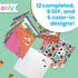 24 12 6 6 Ooly DIY Paper Kit, Animal Origami Designs & Stickers, Kit Includes Completed, Blank and Color-in Folding Pet