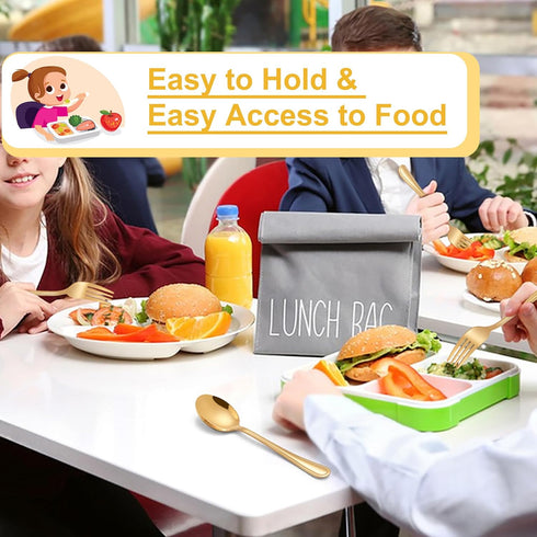 E-far 10-Piece Gold Toddler Utensils, Kid Stainless Steel Silverware Set, Safe Forks and Spoons for Self Feeding