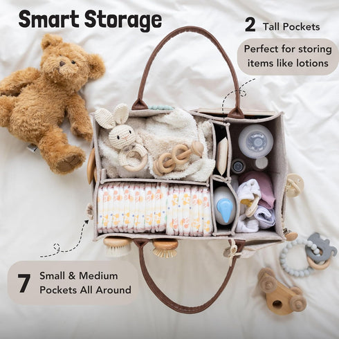 Lily Miles Baby Diaper Caddy Organizer, Nursery Storage Basket for Newborn Essentials, Neutral Gift for Baby Shower