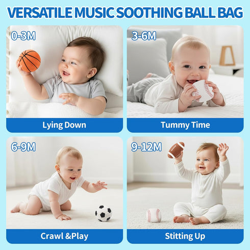 Lanbeby 6-12 4 3-6-9-12 Baby Boy Toys Months My First Sports Bag Musical Infant Toys with Sensory Balls Basketball