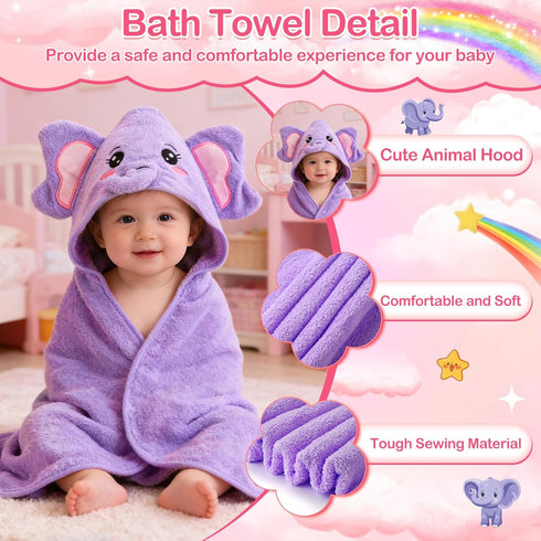 OFUSUY 12 4 8 PCS Baby Towels, PCS Soft Hooded Baby Towels & PCS Washcloths, Baby Bath Towels for Newborns, Infants