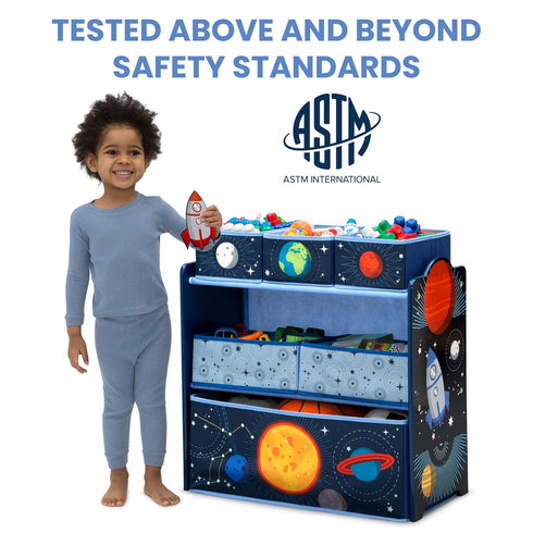 6 Delta Children Space Adventures Design & Store Bin Toy Storage Organizer - Greenguard Gold Certified, Blue