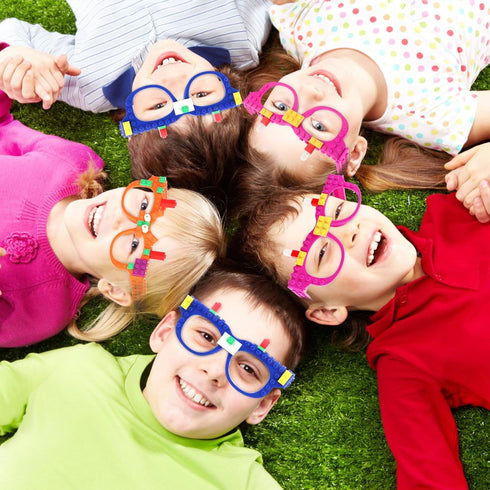 Hooqict 9 Pcs DIY Building Blocks Glasses, Creative Building Block Party Supplies for Kids Birthday Party Favors