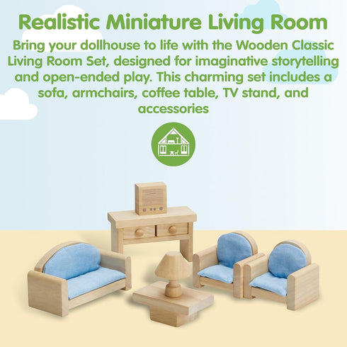 Set PlanToys Living Room Classic for Montessori Inspired Small World Play | Imaginative Storytelling, Social