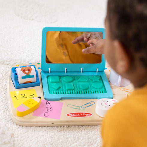 Melissa & Doug Wooden Work & Play Desktop Activity Board - Infant and Toddler Sensory Toy, FSC Certified