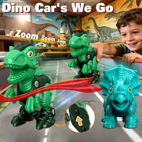 5 Pack 3-5 5-7 Laradola Stem Educational Dinosaur Toys with Wheels for Kids Electric Drill Build Take Apart Creative