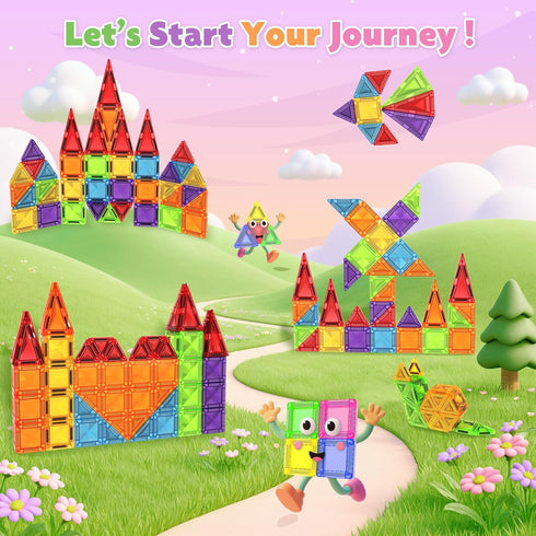 Magnetopia 56 Set 3+, Mini Magnetic Tiles with Iron Box, PCS Travel Magnetic Tiles, STEM Educational Building
