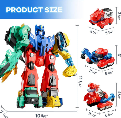 3 4 5 6 7 8 iPlay, iLearn Kids Dinosaur Transforme Robot Toy, Magnetic Construction Trucks Transform into Dinosaurs