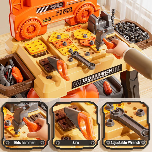XINNOVEL Set 3-5 3 4 5 6 7 8 Kids Tool Bench with Electric Drill and Realistic Tool, Pretend Play Construction