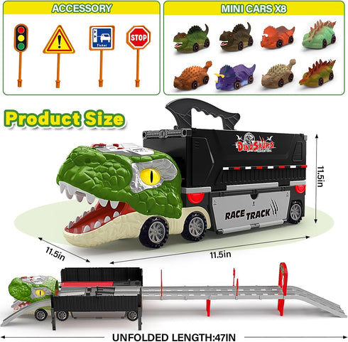 3-5, 8 3 4 5+ Gloween Dinosaur Toys for Kids Dinosaur Truck with Small Dinosaur Cars, Birthday Gifts Toys for Year Old