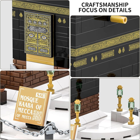 Islamic Mosque Kaaba Architectural Model, Bricks Toy Building Blocks Set, Muslim Blocks Hajj Kit Eid Gifts