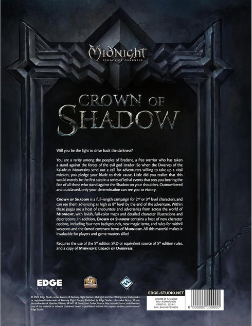 EDGE Studio Midnight Legacy of Darkness: Crown of Shadow SOURCEBOOK, Fantasy Roleplaying Game for Adults, 2+ Players