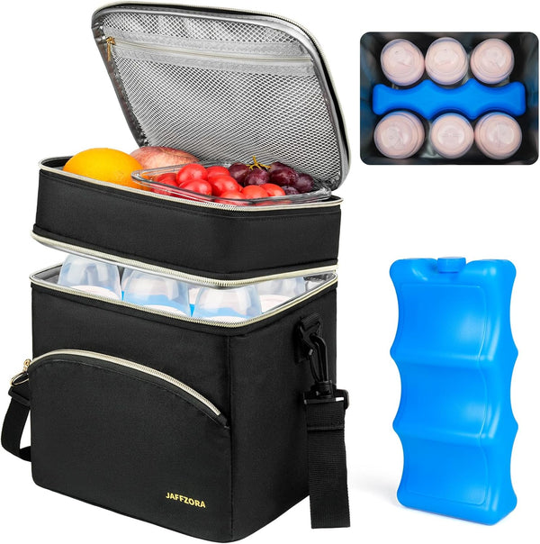 Jaffzora Breastmilk Cooler Bag with Ice Pack, Insulated Baby Bottle Tote Bags Fits
