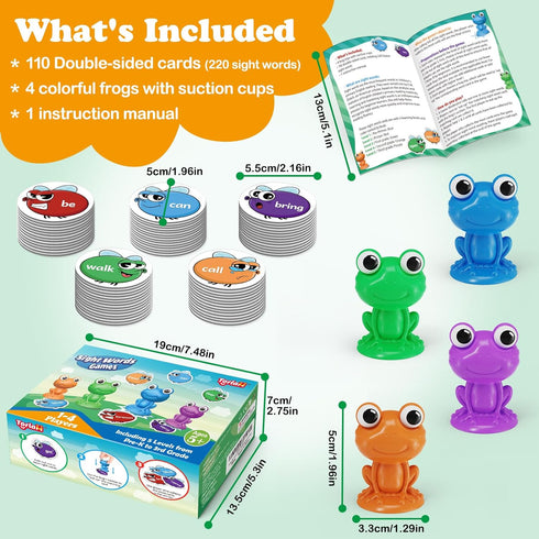 1st, 2nd, 3rd Torlam Sight Word Games Frog Site Words Educational Flash Cards Kindergarten Phonics Learning Games Toys