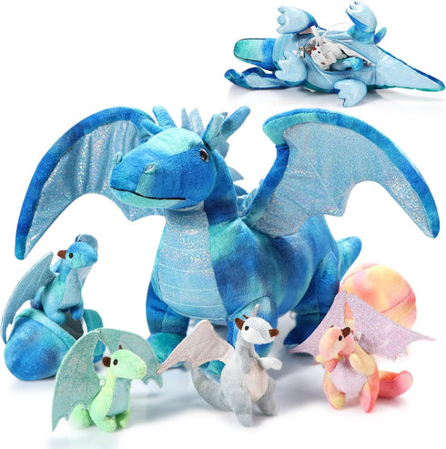 Deekin 7 Pcs Dragon Toy Set 16 Inch Large Dragon Stuffed Animal