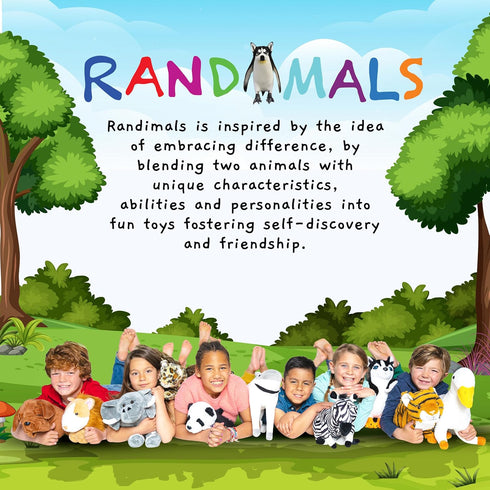 Randimals Mini Stuffed Animals, Penguin & Husky Dog Hybrid Plushies for Kids & Kidults