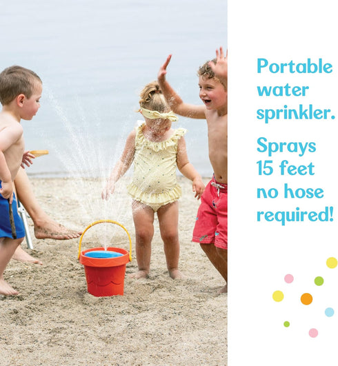 Fisher-Price Toddler 3-in-1 Beach Bucket: Portable Sprinkler and Sandcastle Mold, Water Toy and Sand Toys for Ages 18+