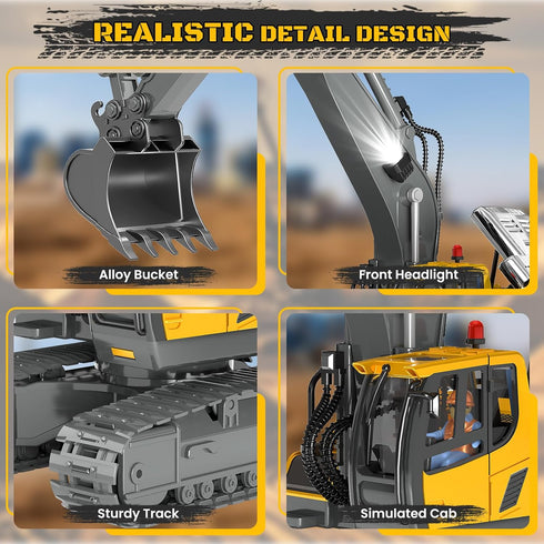 BEWEAI 11CH 2.4Ghz 3 4 5 6 7 8-12 Remote Control Excavator Toy RC Play Excavator Construction Vehicles, RC Sand Digger