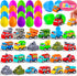 MGparty 24 Pack Prefilled Easter Eggs with Car Toys for Kids Toddlers Bulk